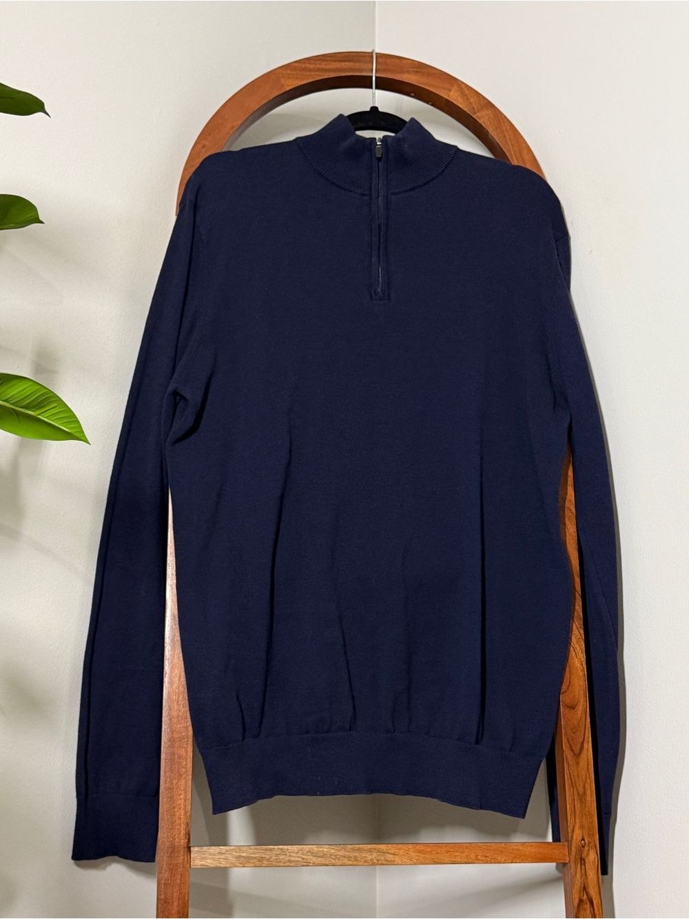 American Tall LARGE TALL Navy Blue 1/4 Zip Pullover Sweater